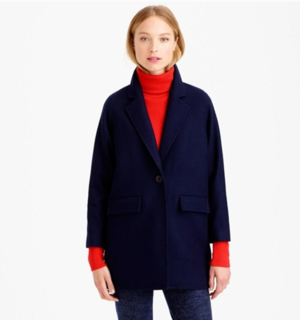 J. Crew Wool Melton Boyfriend Coat Navy